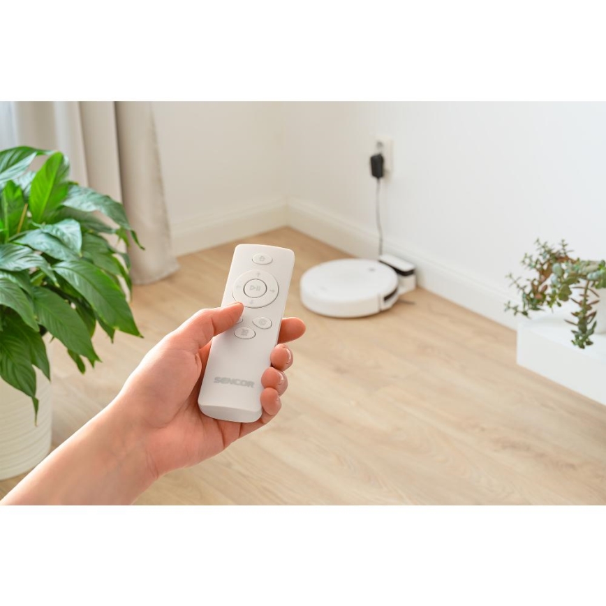 Sencor - Robotický vysavač s mopem 2v1 18W/1500 mAh bílá + dálkové ovládání
