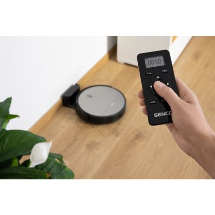 Sencor - Robotický vysavač s mopem 2v1 25W 2600 mAh černá/stříbrná + dálkové ovládání