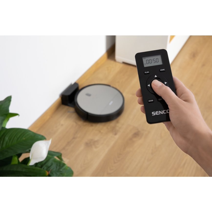 Sencor - Robotický vysavač s mopem 2v1 25W 2600 mAh černá/stříbrná + dálkové ovládání