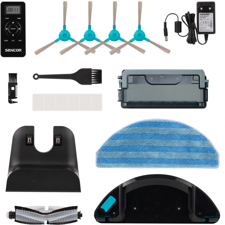 Sencor - Robotický vysavač s mopem 2v1 25W 2600 mAh černá/stříbrná + dálkové ovládání