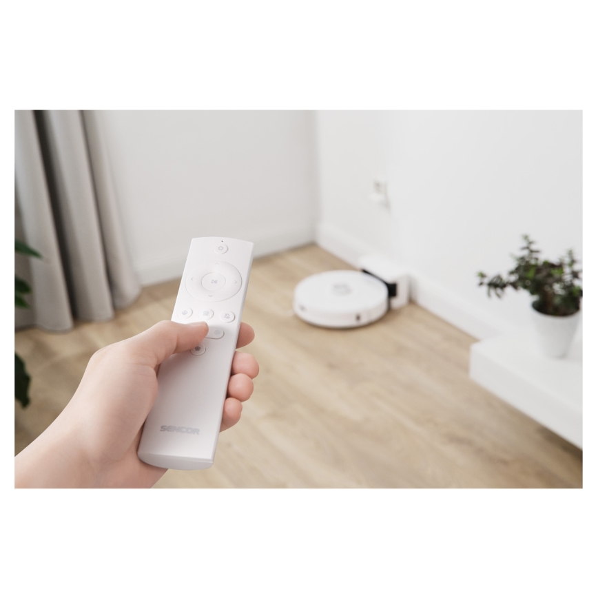 Sencor - Robotický vysavač s mopem 2v1 50W/5000 mAh Wi-Fi bílá + dálkové ovládání