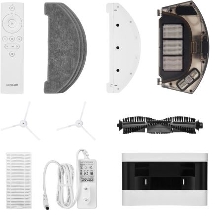 Sencor - Robotický vysavač s mopem 2v1 50W/5000 mAh Wi-Fi bílá + dálkové ovládání