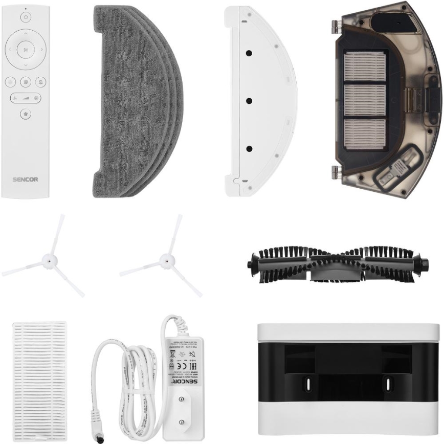 Sencor - Robotický vysavač s mopem 2v1 50W/5000 mAh Wi-Fi bílá + dálkové ovládání