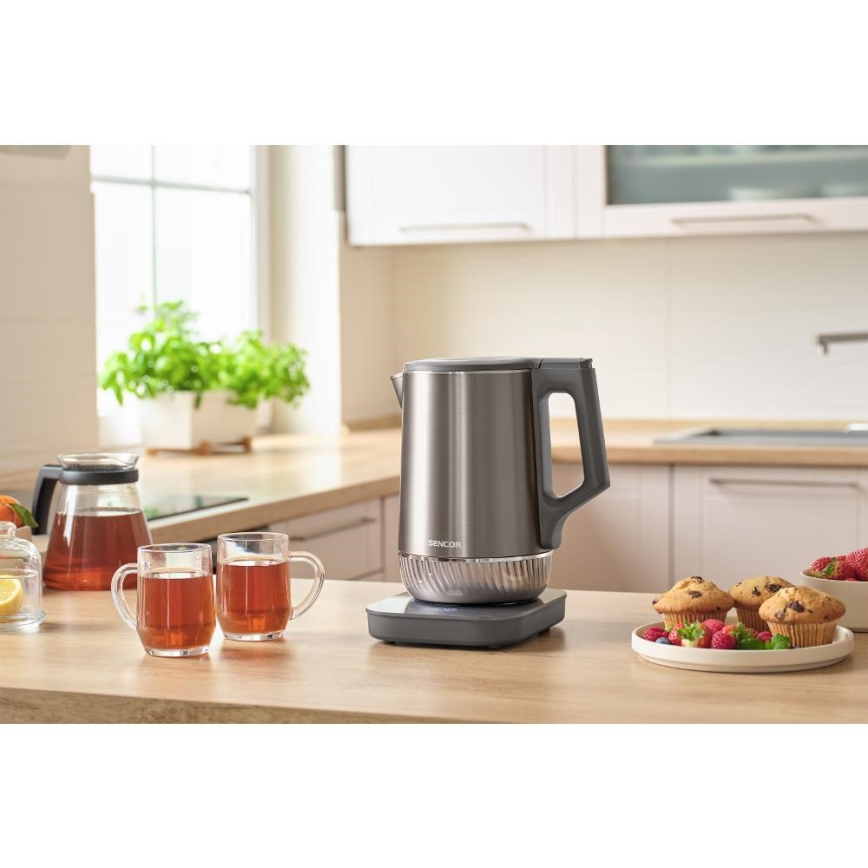 Sencor - Rychlovarná konvice s termoregulací 1,7 l 1800W/230V nerez