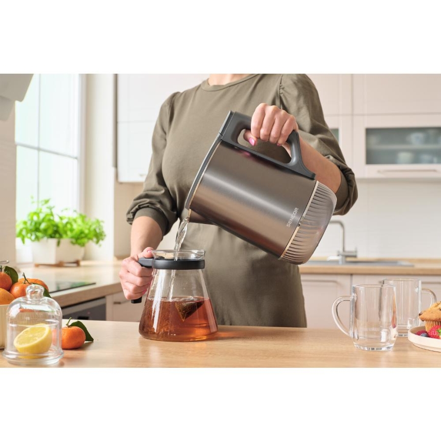 Sencor - Rychlovarná konvice s termoregulací 1,7 l 1800W/230V nerez