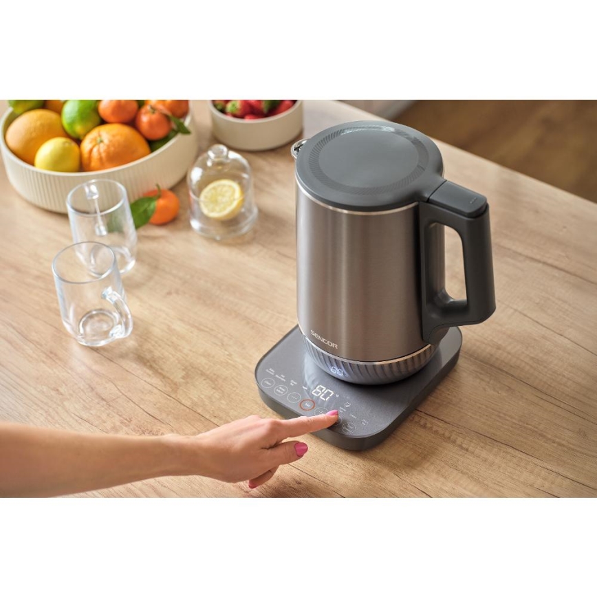 Sencor - Rychlovarná konvice s termoregulací 1,7 l 1800W/230V nerez