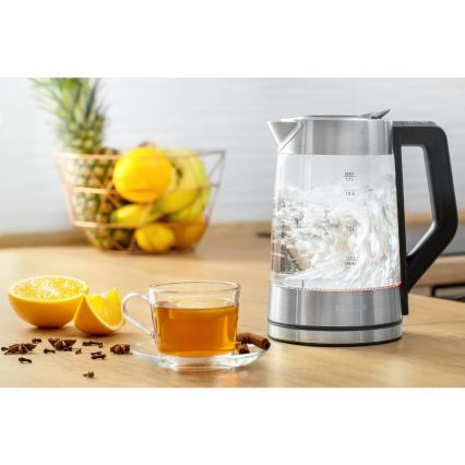 Sencor - Rychlovarná konvice s termoregulací 1,7 l 2200W/230V matný chrom/černá