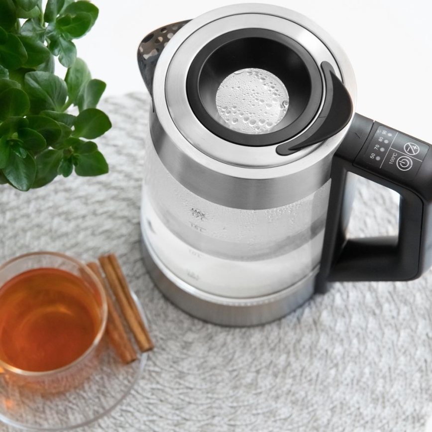 Sencor - Rychlovarná konvice s termoregulací 1,7 l 2200W/230V matný chrom/černá