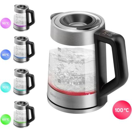 Sencor - Rychlovarná konvice s termoregulací 1,7 l 2200W/230V matný chrom/černá