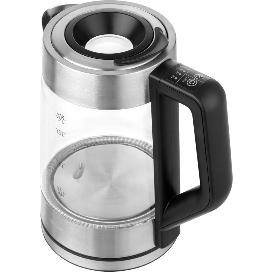 Sencor - Rychlovarná konvice s termoregulací 1,7 l 2200W/230V matný chrom/černá