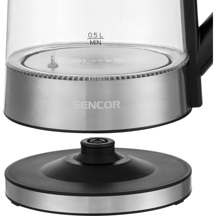 Sencor - Rychlovarná konvice s termoregulací 1,7 l 2200W/230V matný chrom/černá