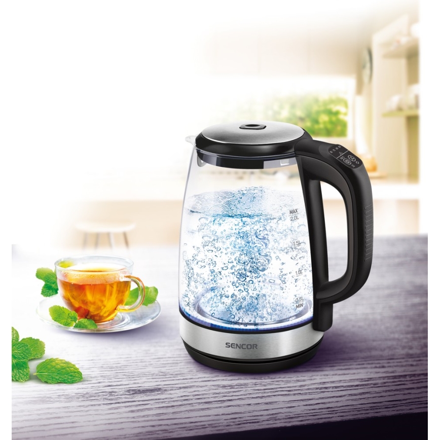 Sencor - Rychlovarná konvice s termoregulací a LED podsvícením 2 l 2200W/230V