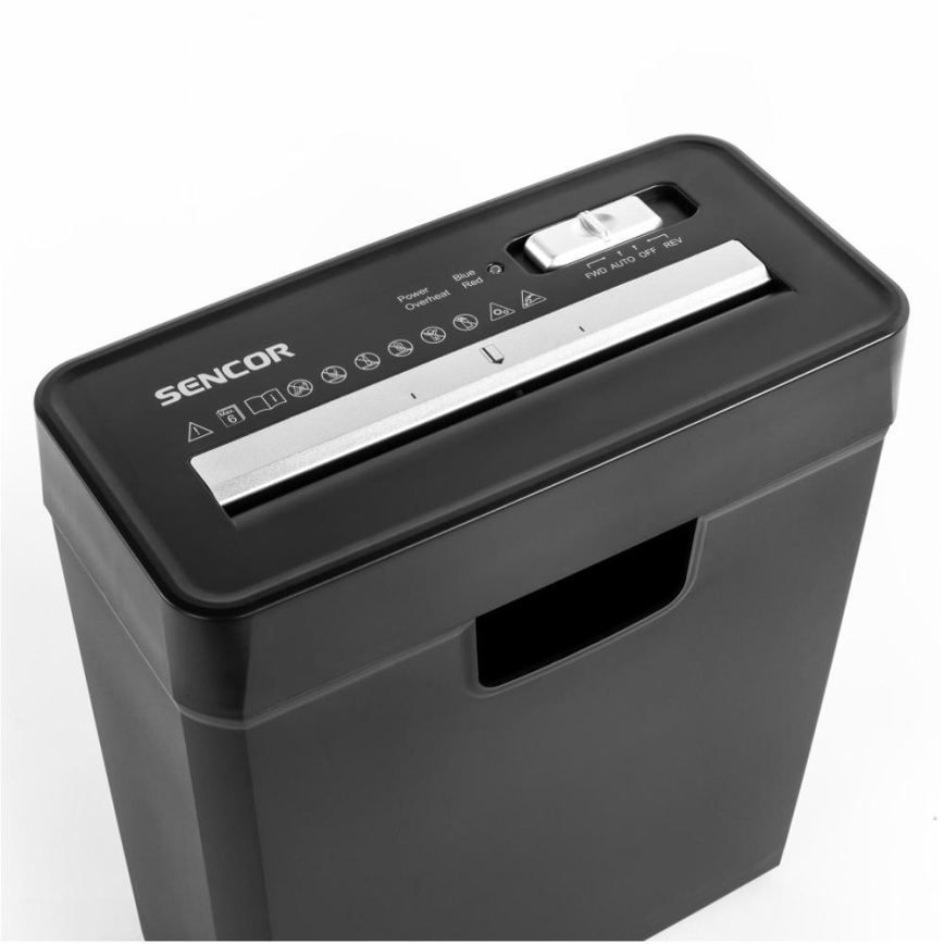 Sencor - Skartovač papíru A4 objem 10 l 190W/230V černá