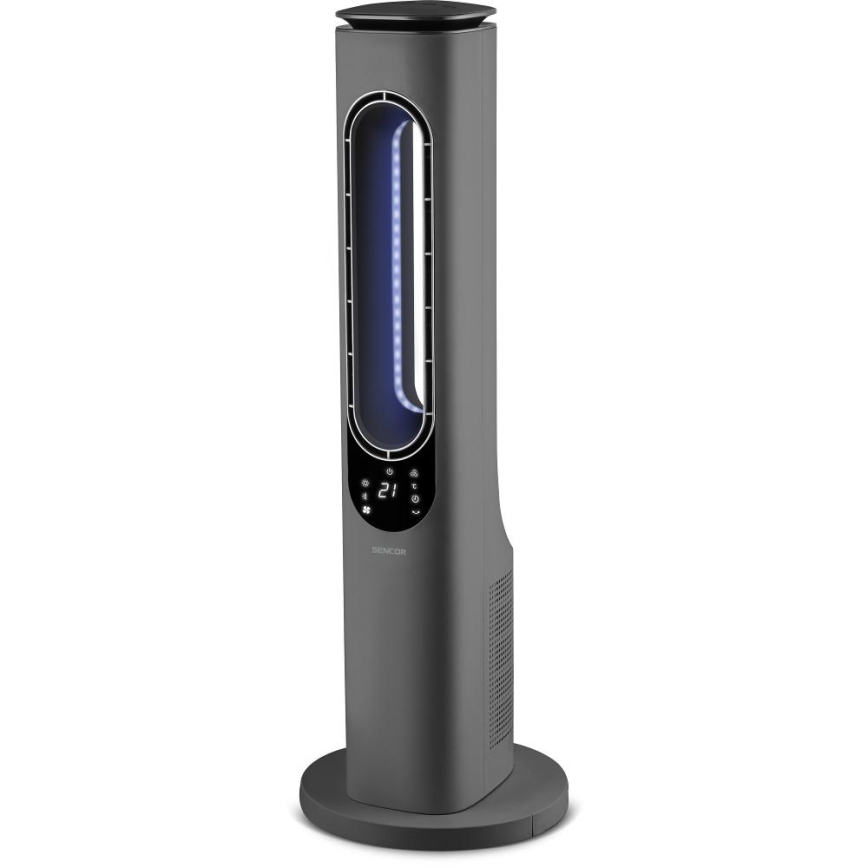 Sencor - Sloupový bezvrtulový keramický ventilátor 1200/2000W/230V antracit + dálkové ovládání