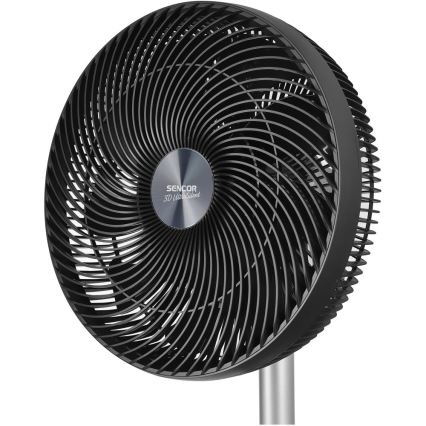 Sencor - Stojanový ventilátor 3D UltraSilent 26W/230V Wi-Fi černá + dálkové ovládání