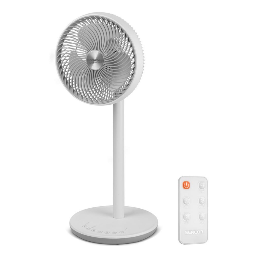 Sencor - Stojanový ventilátor 3D UltraSilent 26W/230V pr. 25 cm bílá + dálkové ovládání