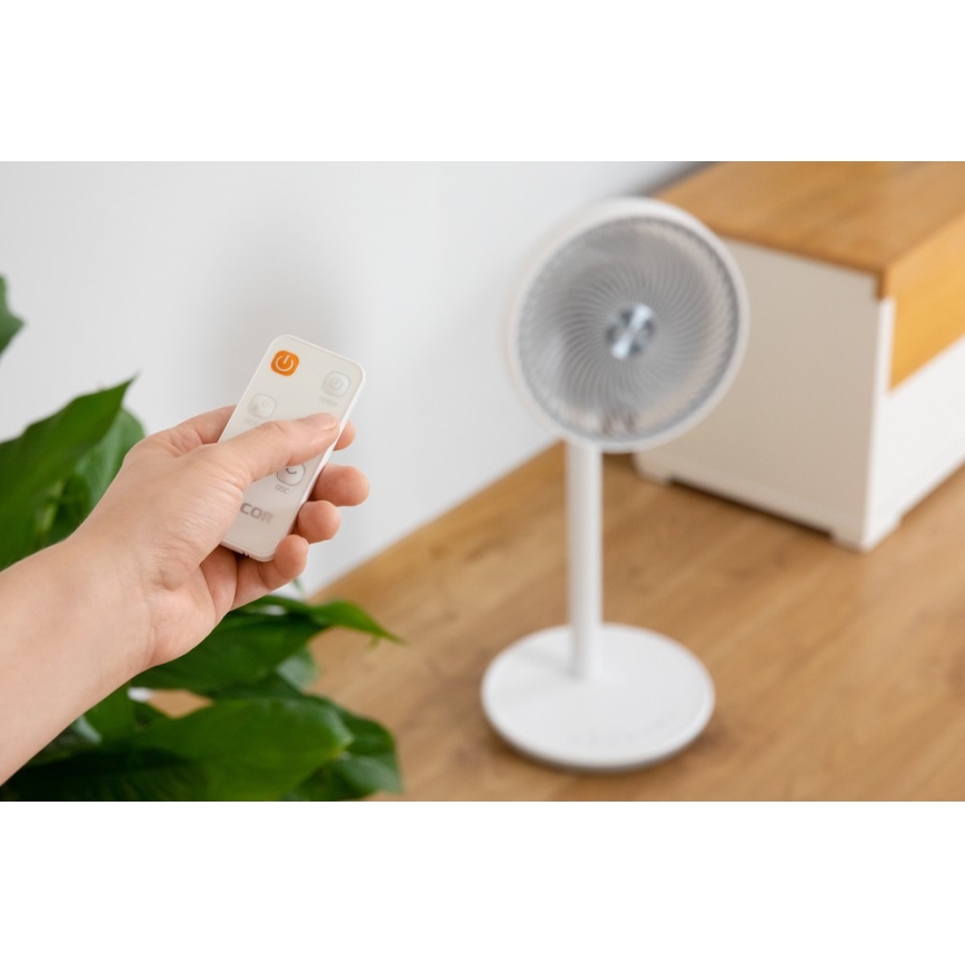 Sencor - Stojanový ventilátor 3D UltraSilent 26W/230V pr. 25 cm bílá + dálkové ovládání