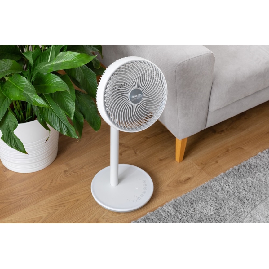 Sencor - Stojanový ventilátor 3D UltraSilent 26W/230V pr. 25 cm bílá + dálkové ovládání