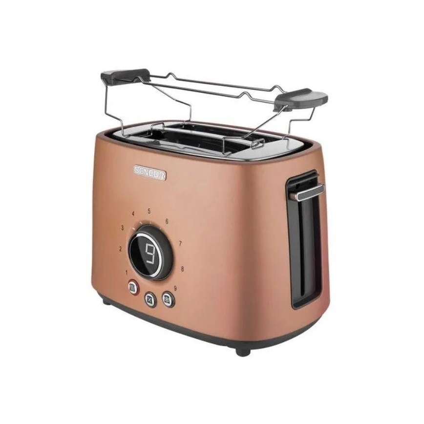 Sencor - Topinkovač s dvěma otvory a rozpékačem 1000W/230V měděná