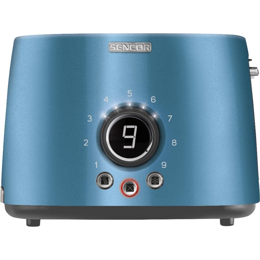 Sencor - Topinkovač s dvěma otvory a rozpékačem 1000W/230V modrá