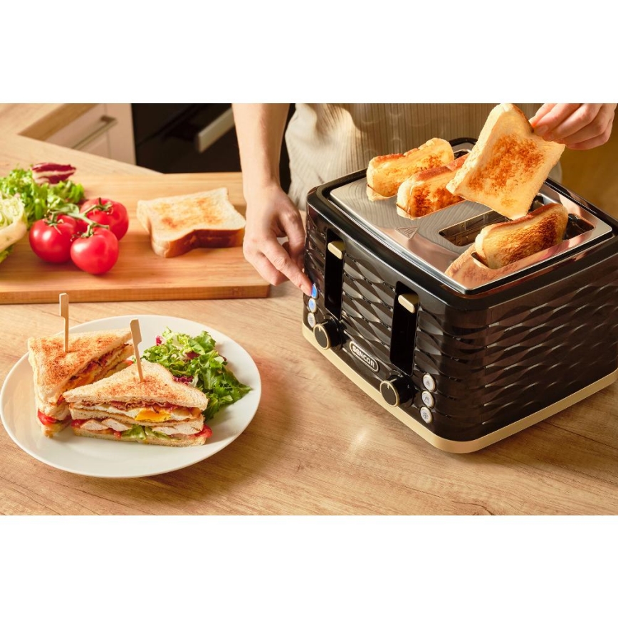 Sencor - Topinkovač se čtyřmi otvory 1600W/230V černá/béžová