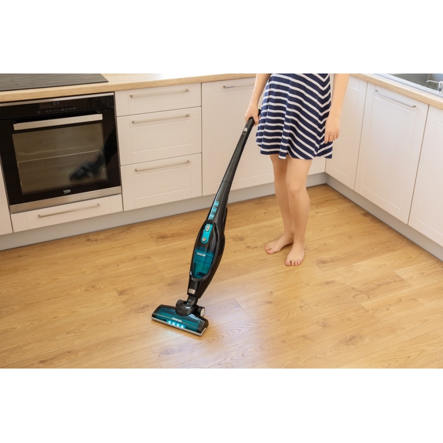 Sencor - Tyčový vysavač s elektrickým rotačním kartáčem 2v1 80W/14,4V 2200 mAh černá/modrá