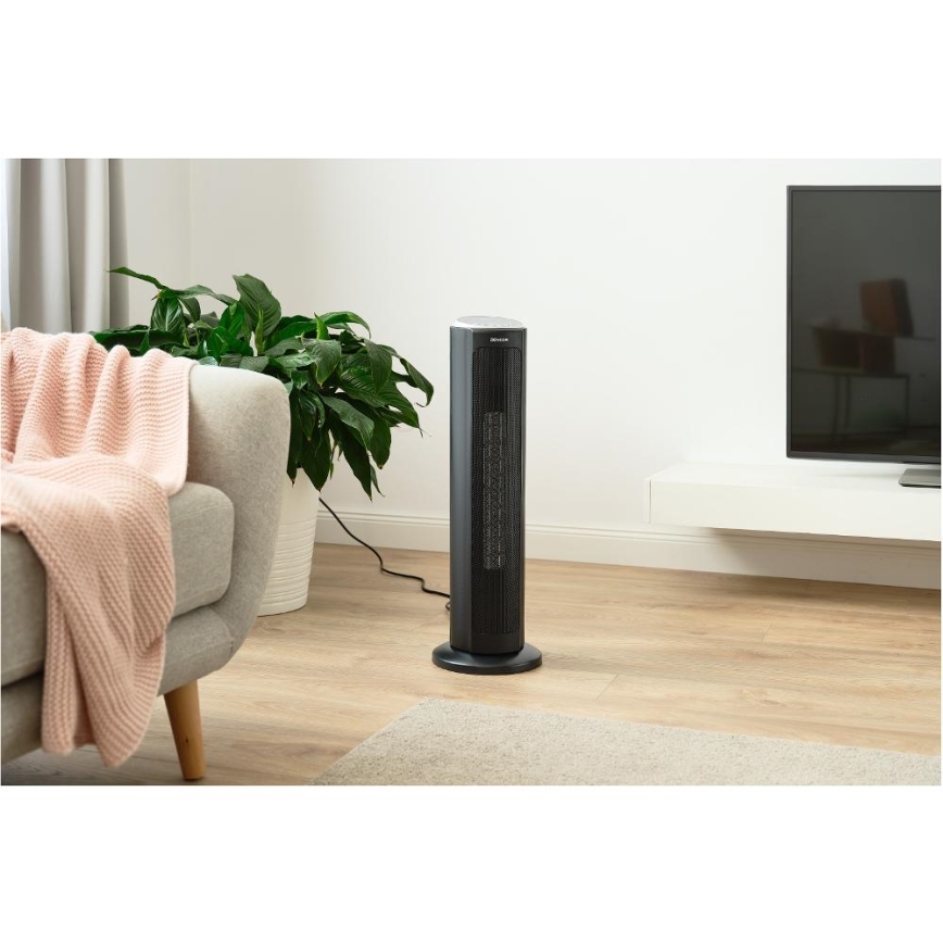 Sencor - Ventilátor s keramickým topným tělesem 1300/2200W/230V černá + dálkové ovládání