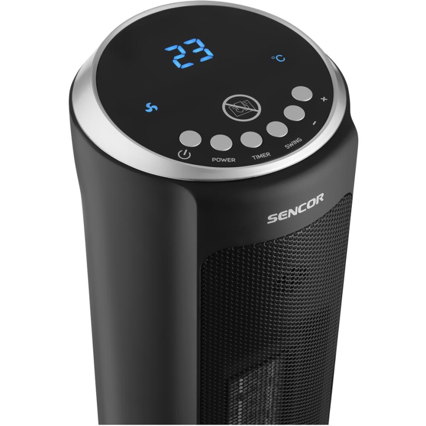 Sencor - Ventilátor s keramickým topným tělesem 1300/2200W/230V černá + dálkové ovládání