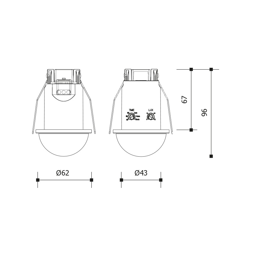 Senzor pohybu podhledový 360° 1200W/230V IP54 bílá