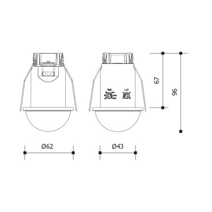Senzor pohybu a soumraku podhledový 360° 1200W/230V IP54 černá