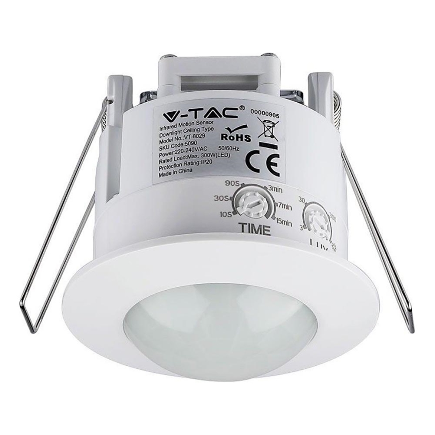 Senzor pohybu podhledový PIR 360° 300W/230V bílá