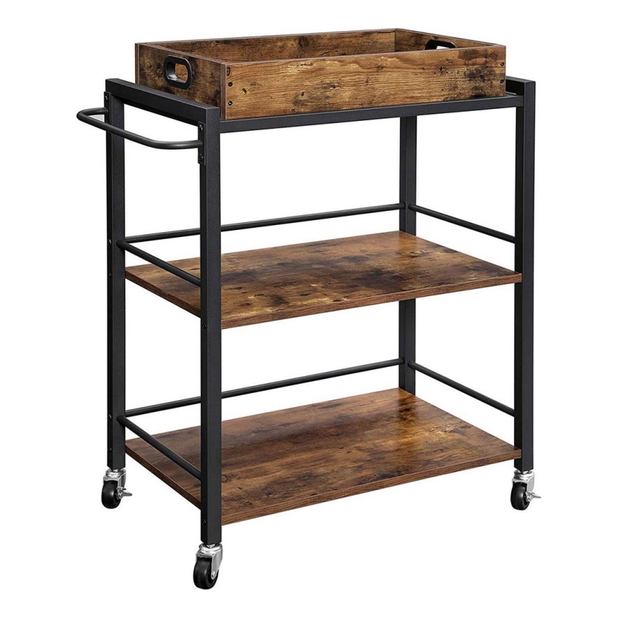 Servírovací stolek MARGE hnědá/černá