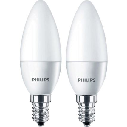 SET 2x LED svíčka Philips E14/4W/230V - CANDLE