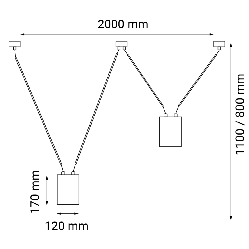 Shilo - Lustr na lanku 2xGU10/15W/230V pavouk černá