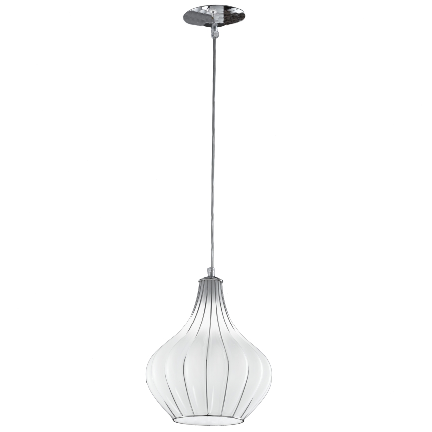 SIRU - Lustr na lanku AURIGA 1xE14/40W/230V pr. 26 cm matný chrom/bílá benátské sklo
