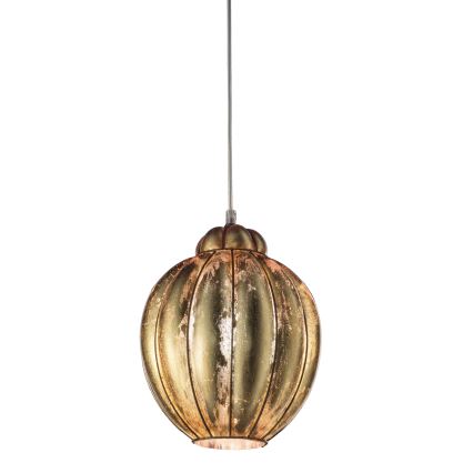 SIRU - Lustr na lanku FOGLIA ORO 1xE27/60W/230V pr. 25 cm zlatá benátské sklo/zlato