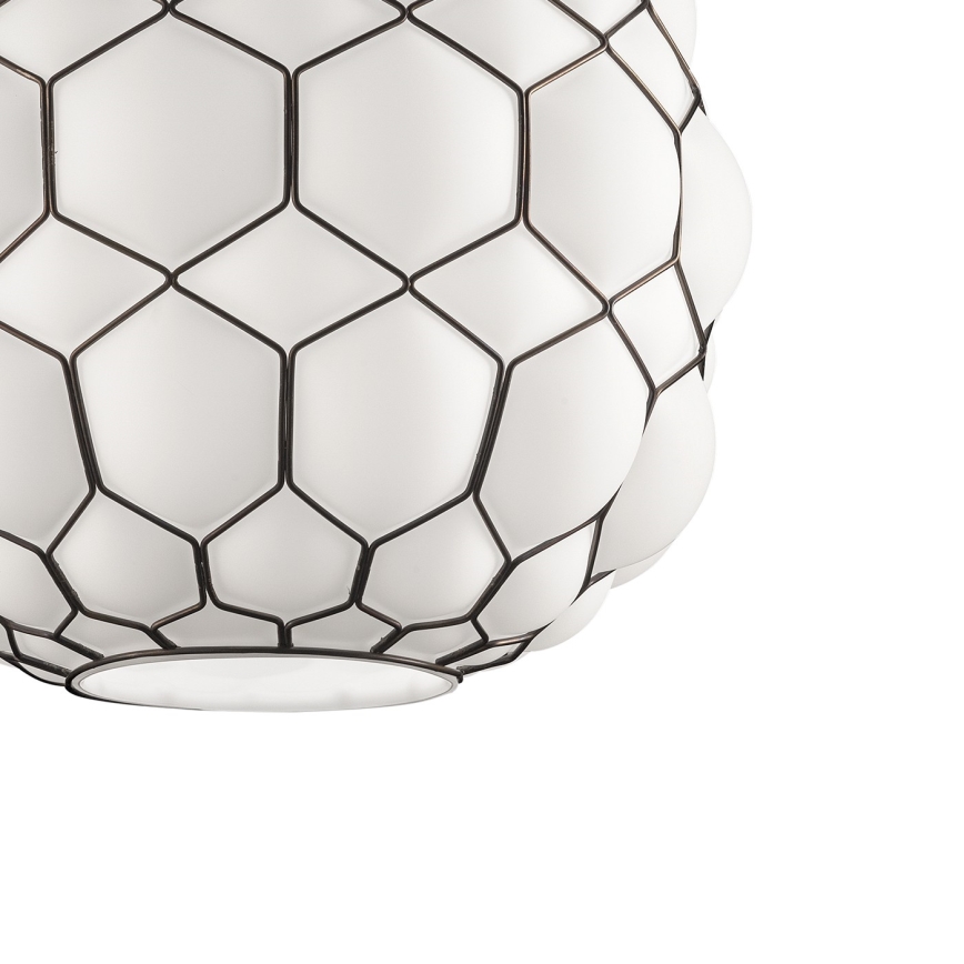 SIRU - Lustr na lanku GALAPAGOS 1xE27/60W/230V černá/bílá benátské sklo