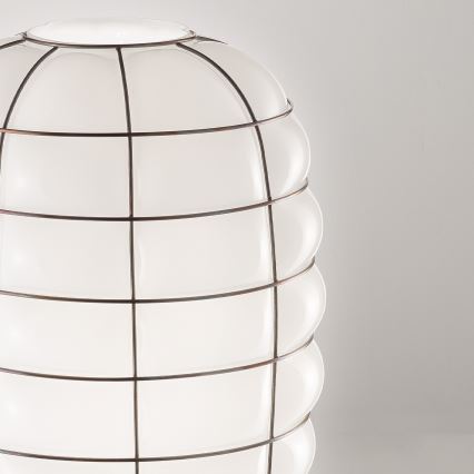 SIRU - Lustr na lanku LANTERNA 1xE27/60W/230V pr. 32 cm černá/bílá benátské sklo