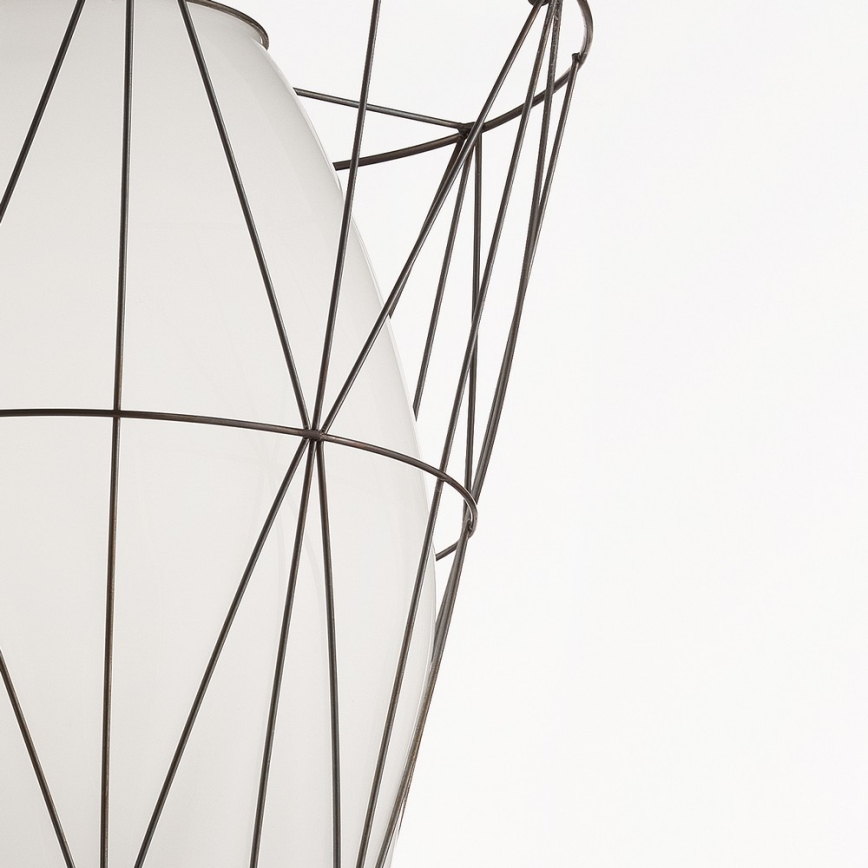 SIRU - Lustr na lanku SEGNI 1xE27/60W/230V černá/bílá benátské sklo