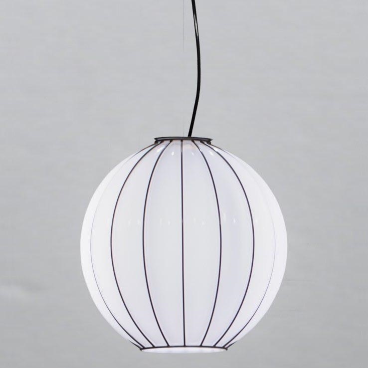 SIRU - Lustr na lanku SFERA 1xE27/60W/230V pr. 42 cm černá/bílá benátské sklo