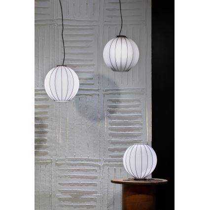 SIRU - Lustr na lanku SFERA 1xE27/60W/230V pr. 42 cm černá/bílá benátské sklo