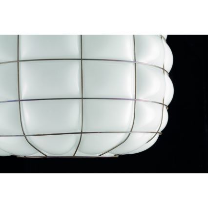 SIRU - Lustr na lanku TERRA 1xE27/60W/230V černá/bílá benátské sklo