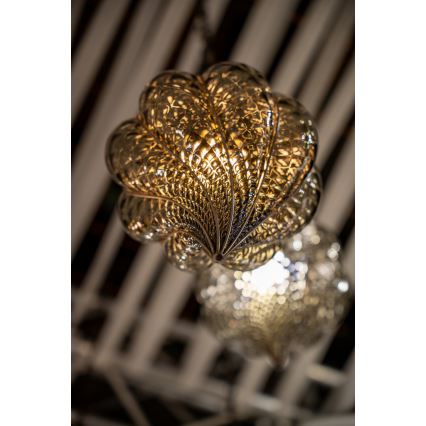 SIRU - Lustr na řetězu GOCCIA 1xE27/60W/230V pr. 25 cm béžová/hnědá benátské sklo