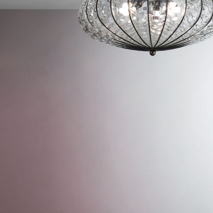 SIRU - Stropní svítidlo ACCADEMIA 3xE27/60W/230V čirá/černá benátské sklo