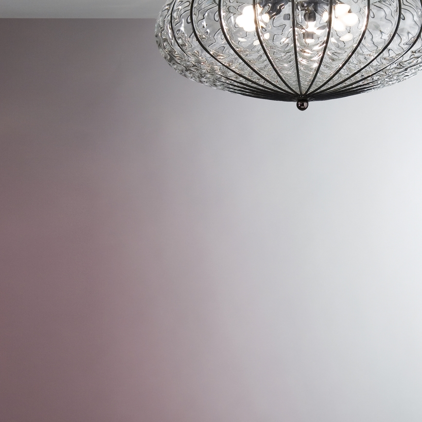 SIRU - Stropní svítidlo ACCADEMIA 3xE27/60W/230V čirá/černá benátské sklo