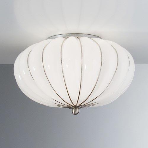 SIRU - Stropní svítidlo GIOVE 2xE14/40W/230V pr. 29 cm matný chrom/bílá benátské sklo