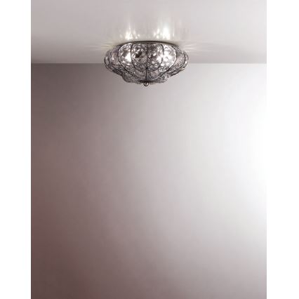 SIRU - Stropní svítidlo SOLE 3xE14/40W/230V pr. 31 cm čirá/matný chrom benátské sklo