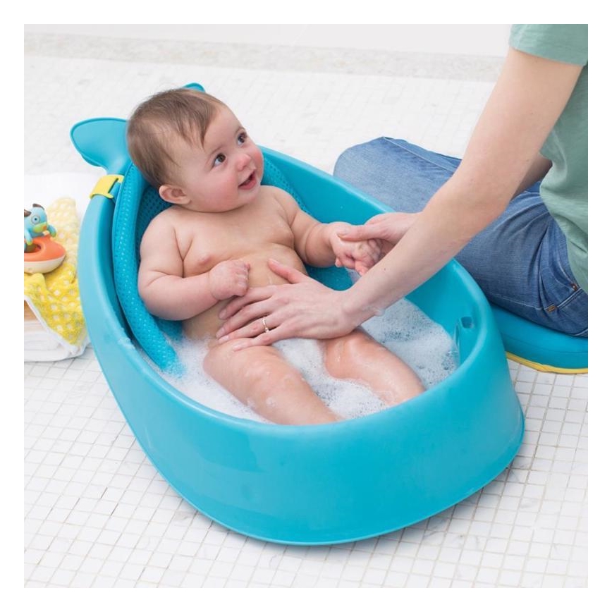Skip Hop - Dětská vanička s ergonomickou podložkou MOBY 3 modrá