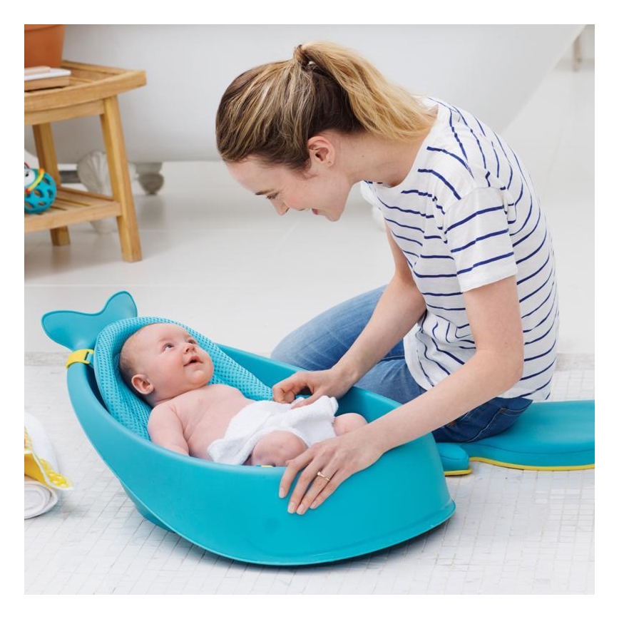 Skip Hop - Dětská vanička s ergonomickou podložkou MOBY 3 modrá