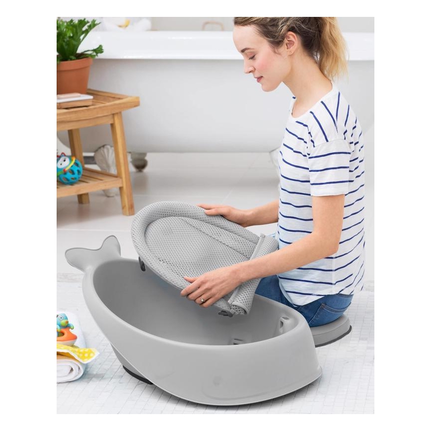 Skip Hop - Dětská vanička s ergonomickou podložkou MOBY 3 šedá